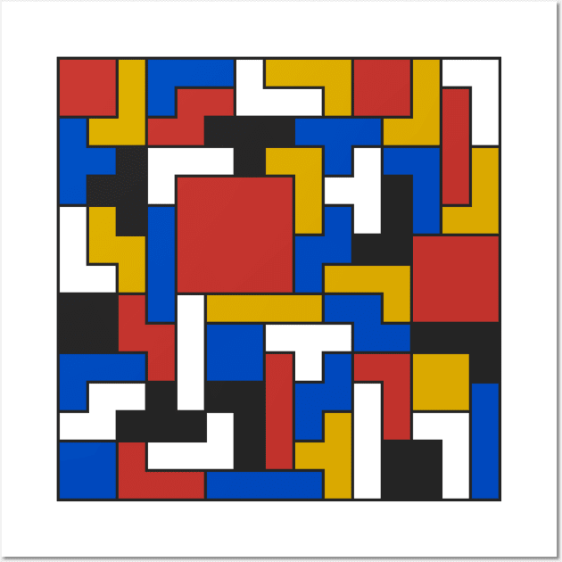 Tetris Mondrian Wall Art by Axiomfox